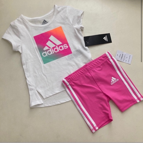 adidas Other - Adidas baby girl pink super adorable shorts leggings set 2195